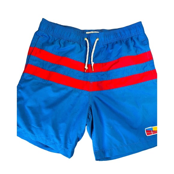 Men’s Five Four Ferry Blue Red Nautical Lined Drawstring Swim Trunks Size 32 - Picture 5 of 10